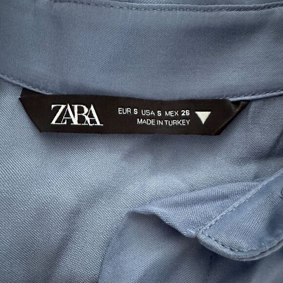 ZARA Dress Satin Effect Shirt Dress Size Small • BLOGGER FAVORITE • - Picture 10 of 11
